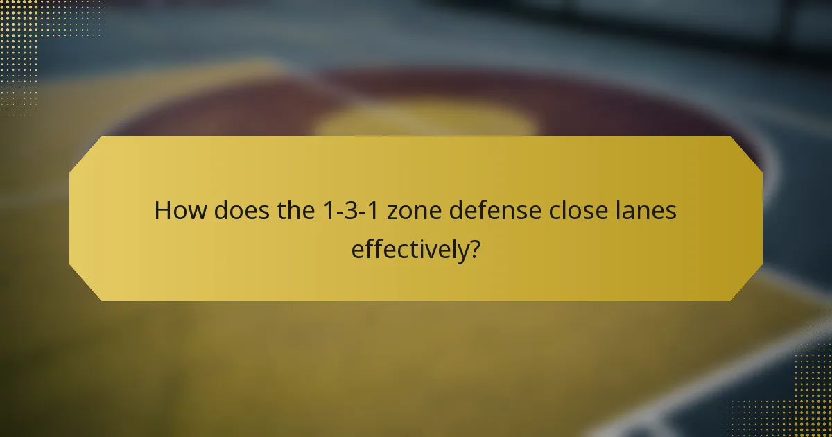 How does the 1-3-1 zone defense close lanes effectively?