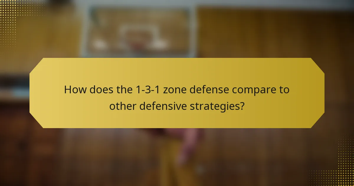 How does the 1-3-1 zone defense compare to other defensive strategies?