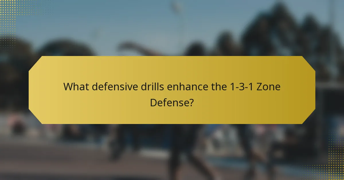 What defensive drills enhance the 1-3-1 Zone Defense?